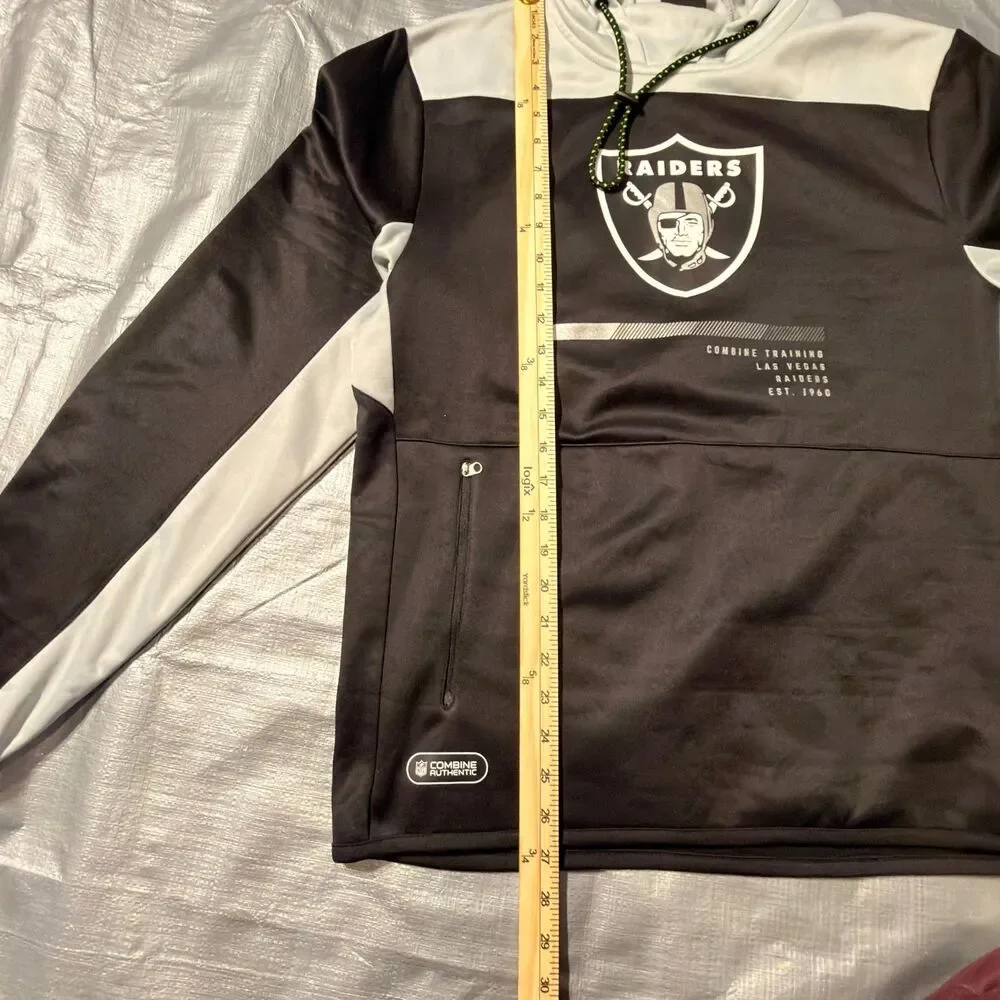 NWT Las Vegas Raiders New Era NFL Combine Hoodie Mens Medium Black Gray Pullover